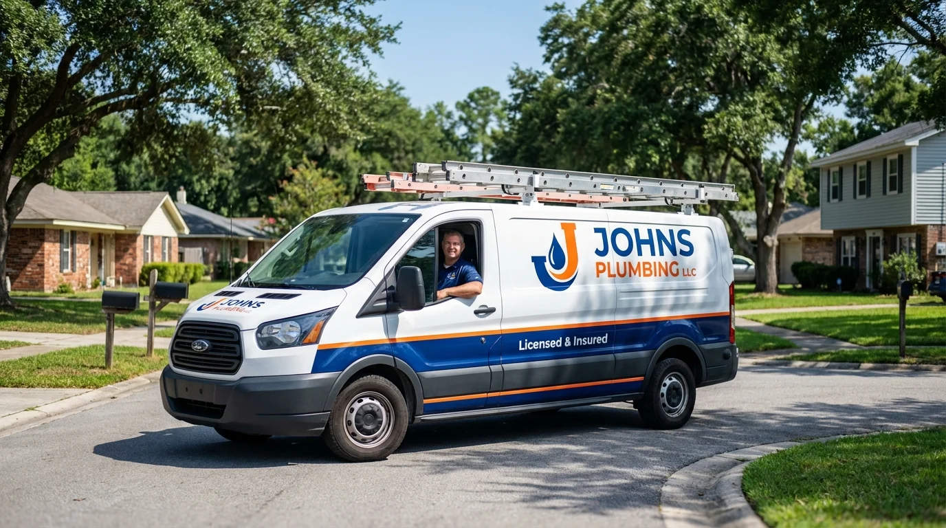 Johns Plumbing LLC service van in Glenwood, AR